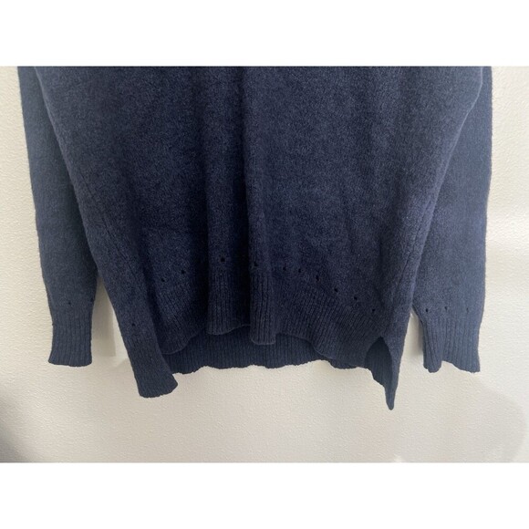 Maison Anje Navy V-Neck Sweater Scalloped Hem Eyelet Knit Pullover Baby Alpaca S - Picture 3 of 7